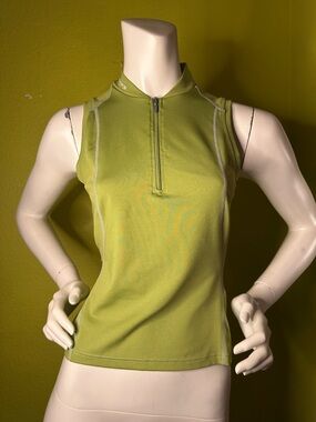 SUGOI Sleeveless Half-Zip Mock Neck Tank - Lime Green